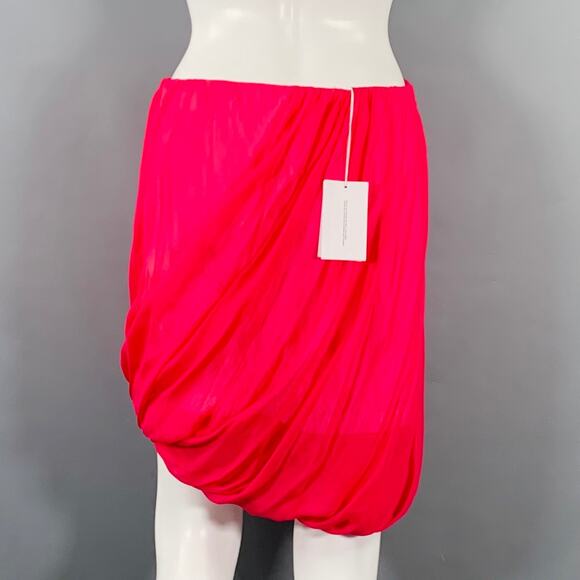 HELMUT LANG Size M Pink Silk Bubble Hem Skirt - Picture 3 of 7
